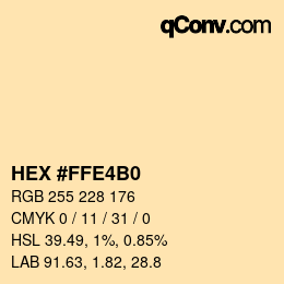 Color code: HEX #FFE4B0 | qconv.com