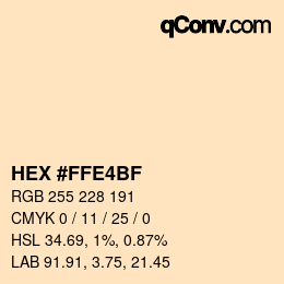 Color code: HEX #FFE4BF | qconv.com