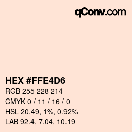 カラーコード: HEX #FFE4D6 | qconv.com