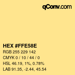 Color code: HEX #FFE58E | qconv.com