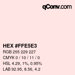 Código de color: HEX #FFE5E3 | qconv.com