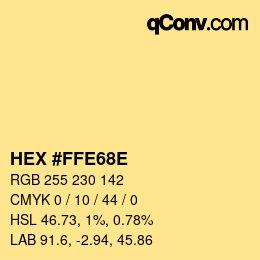 Color code: HEX #FFE68E | qconv.com