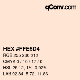 カラーコード: HEX #FFE6D4 | qconv.com