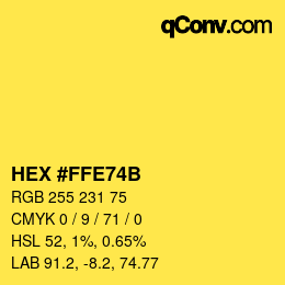 Color code: HEX #FFE74B | qconv.com