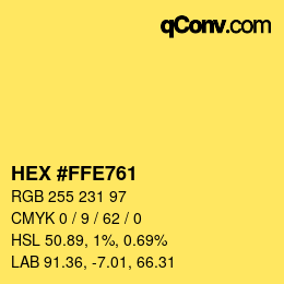 颜色代码: HEX #FFE761 | qconv.com