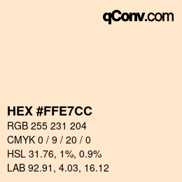 颜色代码: HEX #FFE7CC | qconv.com