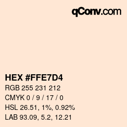 カラーコード: HEX #FFE7D4 | qconv.com
