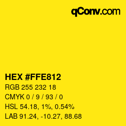 カラーコード: HEX #FFE812 | qconv.com