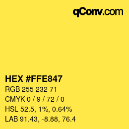 颜色代码: HEX #FFE847 | qconv.com