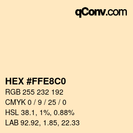 Color code: HEX #FFE8C0 | qconv.com