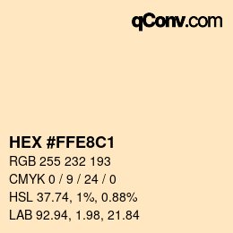 Color code: HEX #FFE8C1 | qconv.com