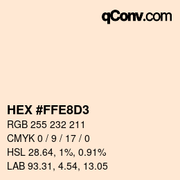 Code couleur: HEX #FFE8D3 | qconv.com