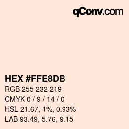 カラーコード: HEX #FFE8DB | qconv.com