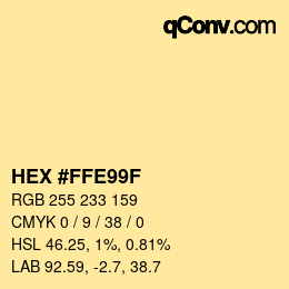 Color code: HEX #FFE99F | qconv.com