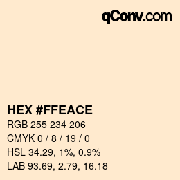 カラーコード: HEX #FFEACE | qconv.com