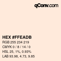 Color code: HEX #FFEADB | qconv.com