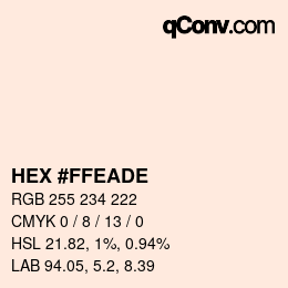 Color code: HEX #FFEADE | qconv.com