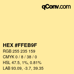 Color code: HEX #FFEB9F | qconv.com