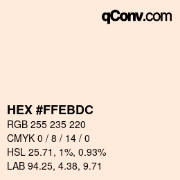 Color code: HEX #FFEBDC | qconv.com