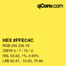 Color code: HEX #FFEC4C | qconv.com