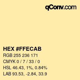Color code: HEX #FFECAB | qconv.com