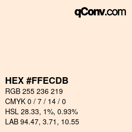 Color code: HEX #FFECDB | qconv.com