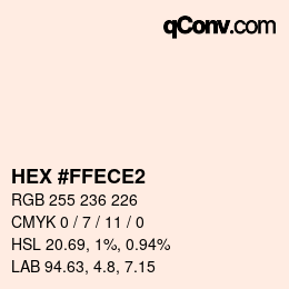 カラーコード: HEX #FFECE2 | qconv.com