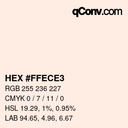 カラーコード: HEX #FFECE3 | qconv.com