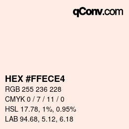カラーコード: HEX #FFECE4 | qconv.com