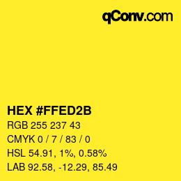 Color code: HEX #FFED2B | qconv.com