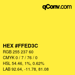 Color code: HEX #FFED3C | qconv.com