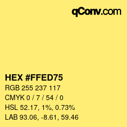 Color code: HEX #FFED75 | qconv.com