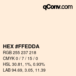 Color code: HEX #FFEDDA | qconv.com