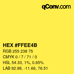 Color code: HEX #FFEE4B | qconv.com