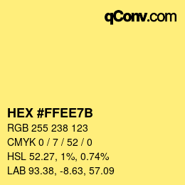 Color code: HEX #FFEE7B | qconv.com