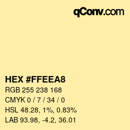 カラーコード: HEX #FFEEA8 | qconv.com