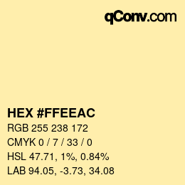 Color code: HEX #FFEEAC | qconv.com