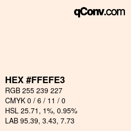 颜色代码: HEX #FFEFE3 | qconv.com