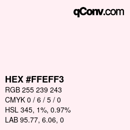 Color code: HEX #FFEFF3 | qconv.com