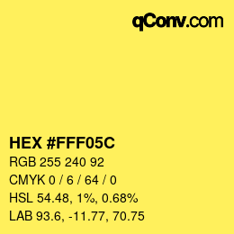 Código de color: HEX #FFF05C | qconv.com