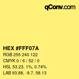 Color code: HEX #FFF07A | qconv.com
