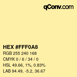 Color code: HEX #FFF0A8 | qconv.com