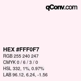 Color code: HEX #FFF0F7 | qconv.com