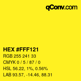 颜色代码: HEX #FFF121 | qconv.com