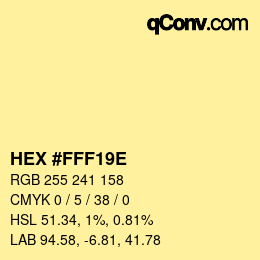 Color code: HEX #FFF19E | qconv.com