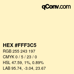 Color code: HEX #FFF3C5 | qconv.com