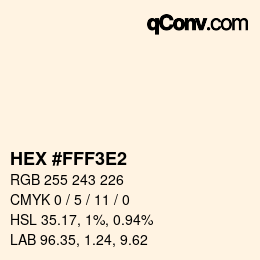 カラーコード: HEX #FFF3E2 | qconv.com