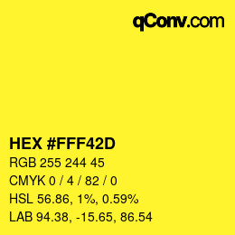 Color code: HEX #FFF42D | qconv.com