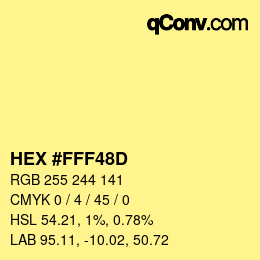 カラーコード: HEX #FFF48D | qconv.com