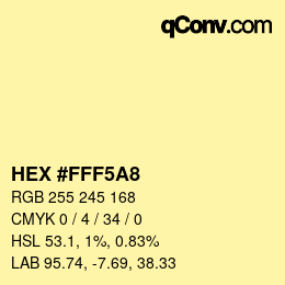 Color code: HEX #FFF5A8 | qconv.com